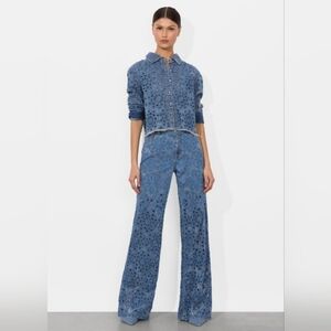 Alice + Olivia Blue Flare & Wide Leg Jeans